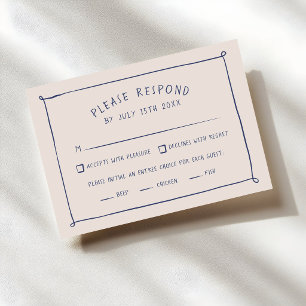 Cartons Réponse Mariage Dessiné à la Main avec Gribouillis Fantais