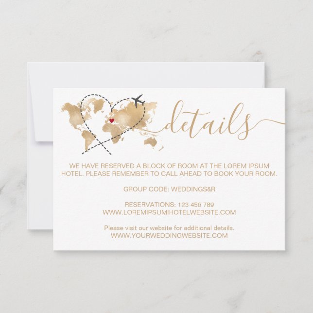 Cartons Réponse Mariage Destination Passport World Map Détails (Devant)