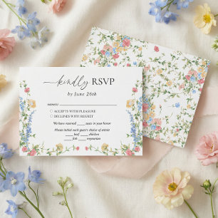 Cartons Réponse Mariage d'été dans une prairie de fleurs sauvages