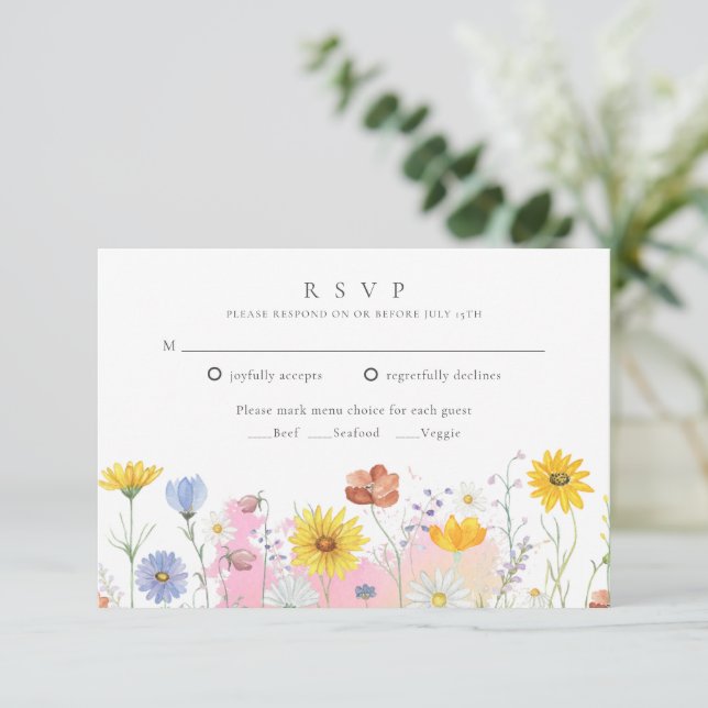 Cartons Réponse Mariage d'été fleur sauvage Meadow Spring (Debout devant)