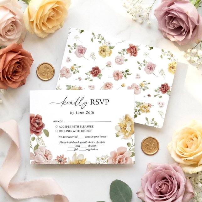 Cartons Réponse Mariage d'été floral élégant (Créateur téléchargé)