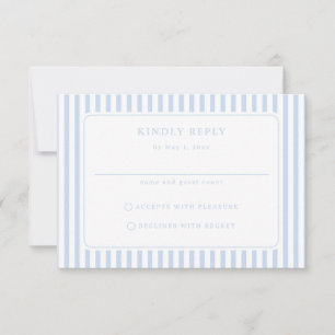 Cartons Réponse Mariage d'été minimaliste à rayures bleues et blan
