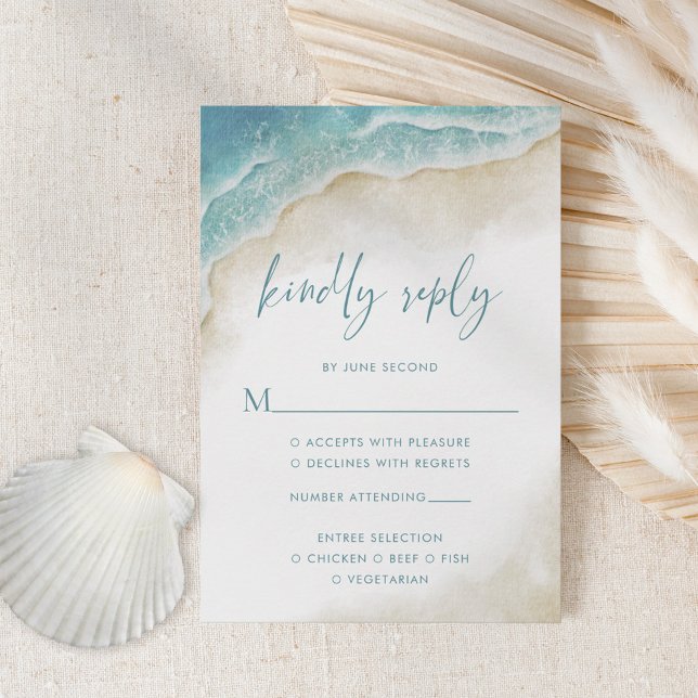 Cartons Réponse Mariage d'été sur la plage à l'aquarelle (Créateur téléchargé)