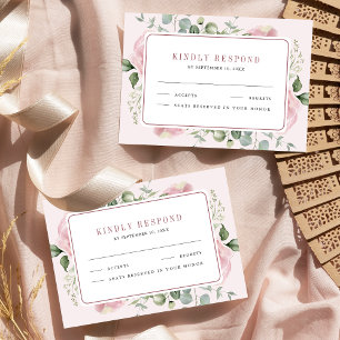 Cartons Réponse Mariage d'Eucalyptus rose pâle