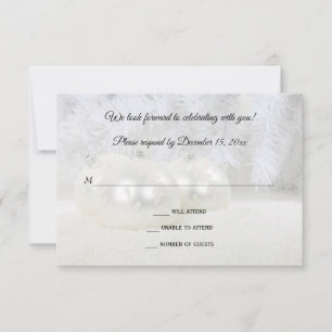 Cartons Réponse Mariage d'hiver de Noël blanc