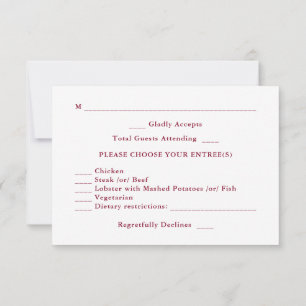 Cartons Réponse Mariage d'hiver moderne élégant burgundy blanc