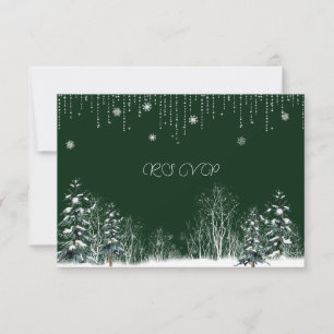 Cartons Réponse Mariage d'hiver Pins Flocons de neige
