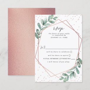 Cartons Réponse Mariage d'huile d'or Eucalyptus Rose géométrique