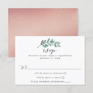 Cartons Réponse Mariage d'huile d'or Eucalyptus Rose géométrique