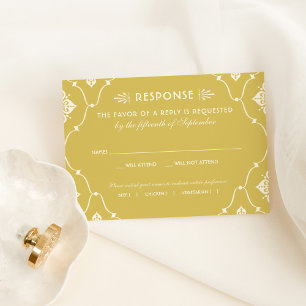 Cartons Réponse Mariage d'or vintage et d'ivoire Art déco