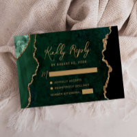 Mariage Écriture Or Agate Vert Émeraude
