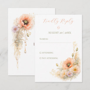 Cartons Réponse Mariage éditorial élégant Poppy Blush doux