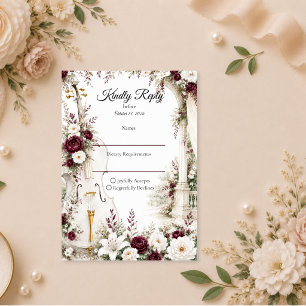 Cartons Réponse Mariage Élégance de Jardin au Violoncelle Romantiq