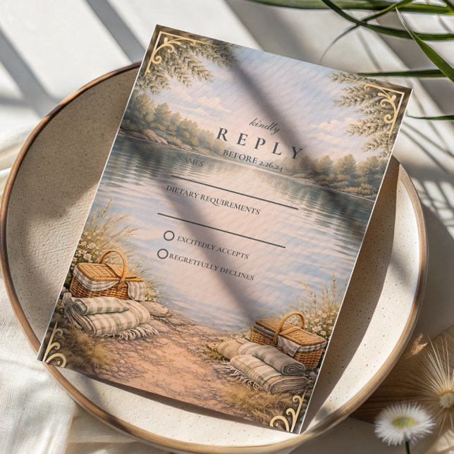 Cartons Réponse Mariage Élégance de la Forêt au Lac (Créateur téléchargé)
