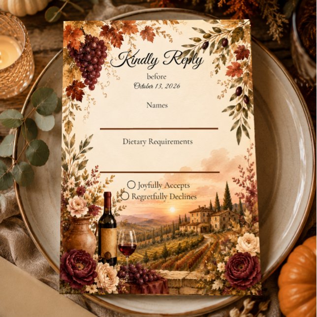 Cartons Réponse Mariage Élégance de Vendange Rustique d'Automne (Créateur téléchargé)