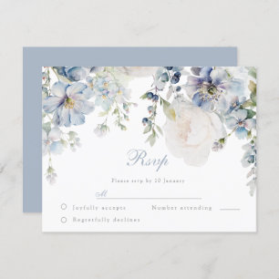 Cartons Réponse Mariage Elegance Dusty Blue & White Floral Mariage