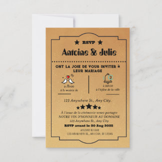 Cartons Réponse mariage Élégance marron minimal