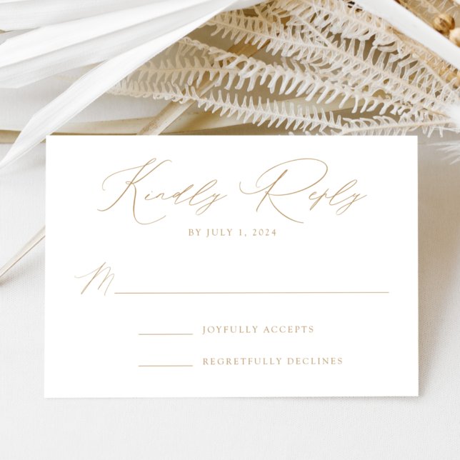 Cartons Réponse Mariage Élégance Moderne Blanc et Or (Créateur téléchargé)