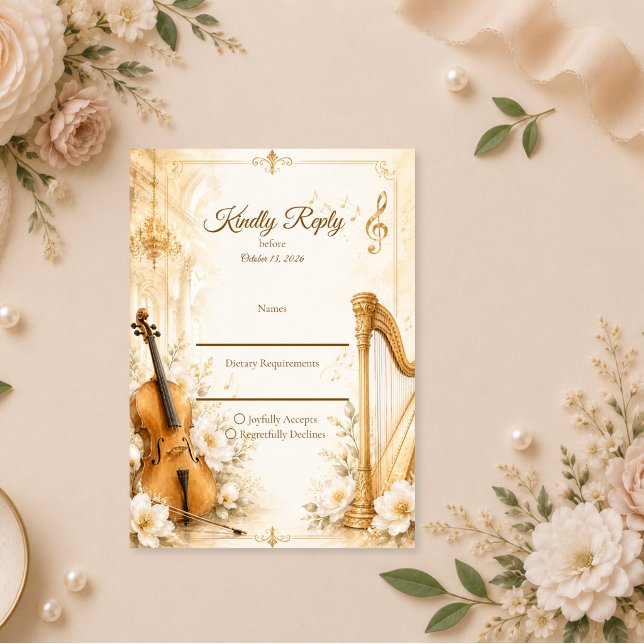 Cartons Réponse Mariage Élégance Musicale Luxueuse (Créateur téléchargé)