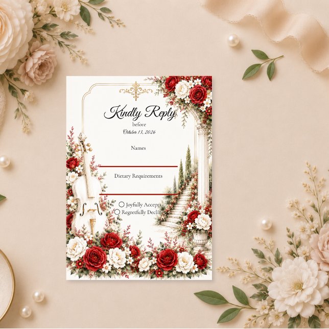 Cartons Réponse Mariage Élégance Romantique au Violoncelle (Créateur téléchargé)
