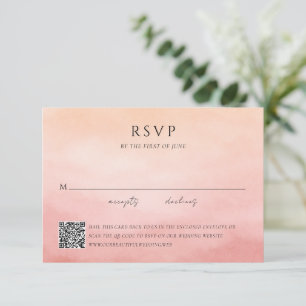 Cartons Réponse Mariage élégant au code QR corail côtier moderne