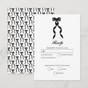 Cartons Réponse Mariage élégant au ruban noir