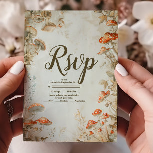 Cartons Réponse Mariage Élégant aux Champignons et Fougères de la