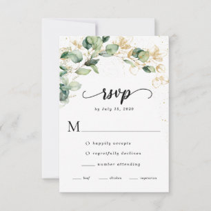 Cartons Réponse Mariage Élégant aux Feuilles d'Eucalyptus