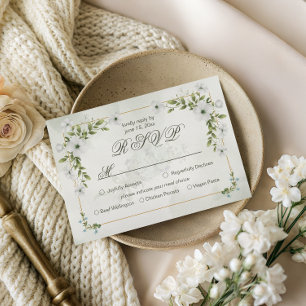 Cartons Réponse Mariage Élégant aux Fleurs Blanches avec Choix de 