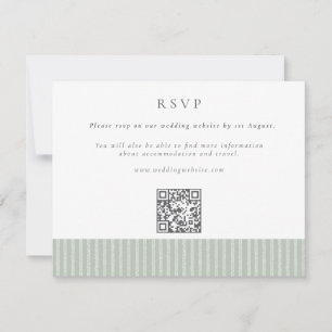 Cartons Réponse Mariage élégant avec code QR à rayures vert sauge