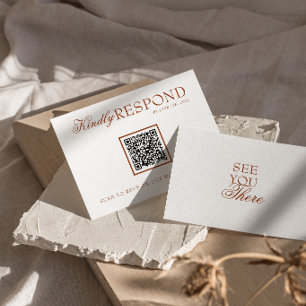 Cartons Réponse Mariage élégant avec code QR en terre cuite orange