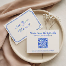 Mariage élégant avec code QR floral bleu