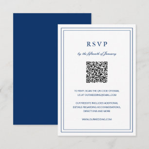 Cartons Réponse Mariage élégant bleu de la marine classique