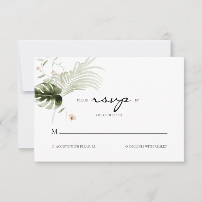 Cartons Réponse Mariage Élégant Boho Floral et Verdure  (Devant)