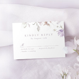 Cartons Réponse Mariage Élégant Botanique Floral Bohème Violet