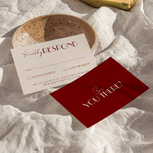 Cartons Réponse Mariage Élégant Bourgogne Ivoire Argent des Hériti