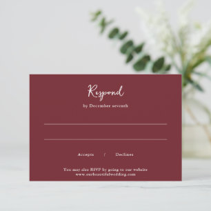 Cartons Réponse Mariage Élégant Bourgogne Propre
