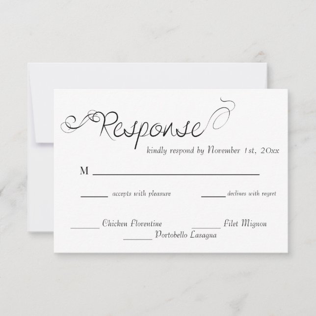 Cartons Réponse Mariage Élégant Calligraphié (Devant)