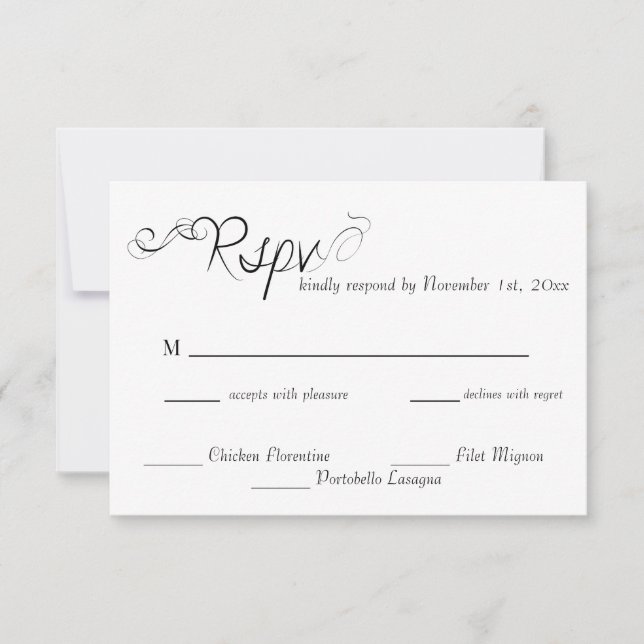 Cartons Réponse Mariage Élégant Calligraphié (Devant)