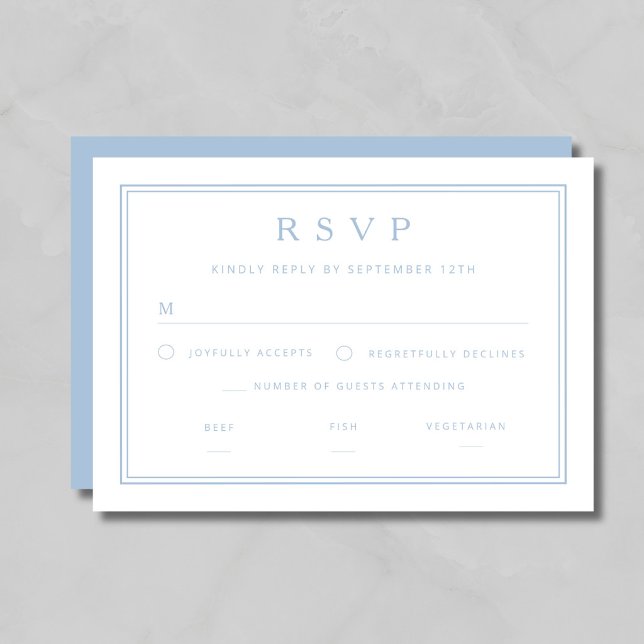 Cartons Réponse Mariage Élégant Classique Bleu (Elegant Classic Blue Wedding RSVP Card)