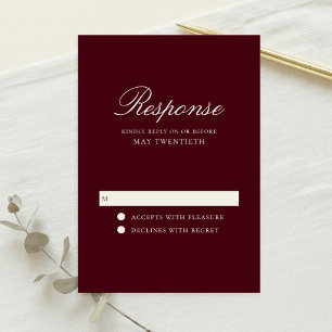 Cartons Réponse Mariage Élégant Classique Bourgogne