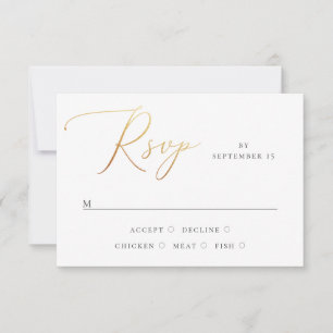 Cartons Réponse Mariage Élégant Classique Écriture Dorée Formel