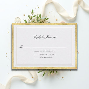 Cartons Réponse Mariage Élégant Classique Formel Or Perle