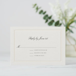 Cartons Réponse Mariage Élégant Classique Moderne Formel Écru