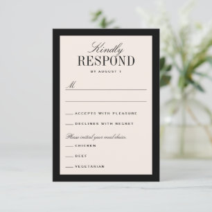 Cartons Réponse Mariage Élégant Classique Noir et Crème