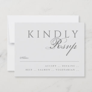 Cartons Réponse Mariage Élégant Classique Typographie Moderne Gris