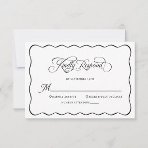 Cartons Réponse Mariage Élégant Correspondre Clairement Noir Moder