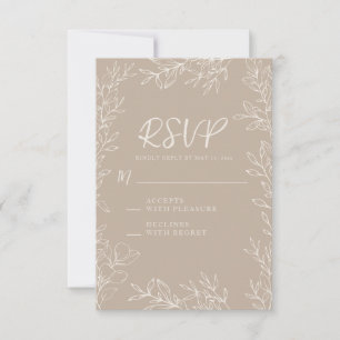 Cartons Réponse Mariage Élégant Crème Taupe Ligne Botanique