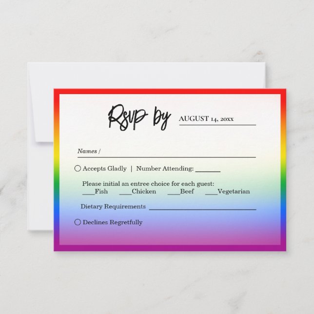 Cartons Réponse Mariage élégant de fierté LGBTQ+  (Devant)