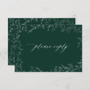 Cartons Réponse Mariage Elégant de la feuille Emerald Green modern